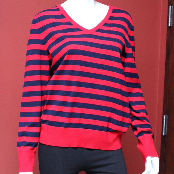 Tommy Hilfiger Red and Blue Striped Sweater - Picture 2 of 10